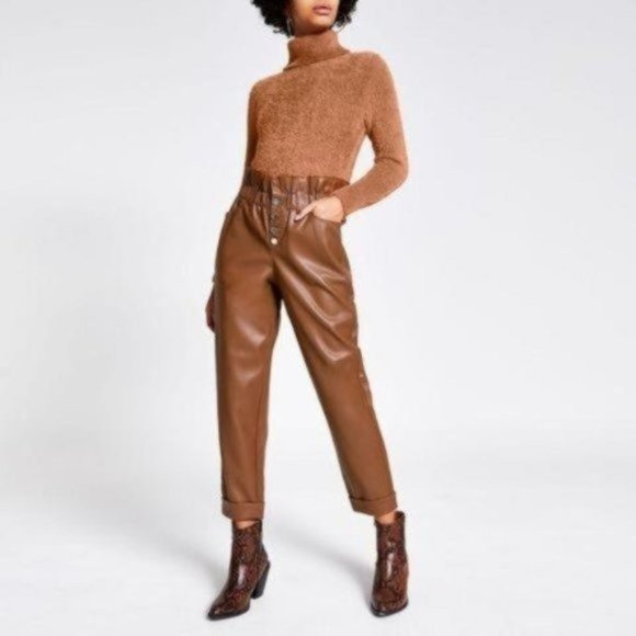 River Island Pants - NWT River Island Faux Leather Paper Back Trousers